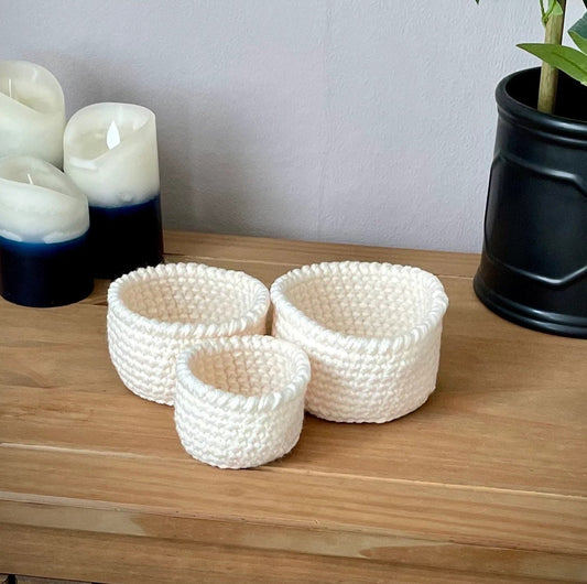 Crochet Basket Set Handmade Basket Set Crocheted Basket Storage Basket Crochet Storage Crochet Home Decor Storage Baskets Knitted Basket Set