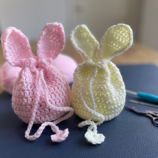 Bunny Ear Drawstring Bag – Crochet Pattern PDF