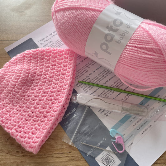 Crochet Baby Hat Kit for Beginners - includes video tutorial
